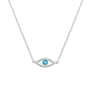 Sterling Silver Evil Eye Large CZ Necklace