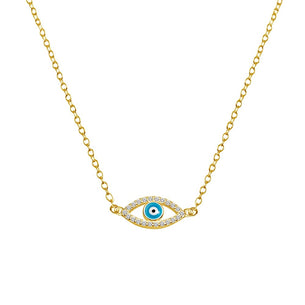 Gold Plated Evil Eye Large CZ Necklace