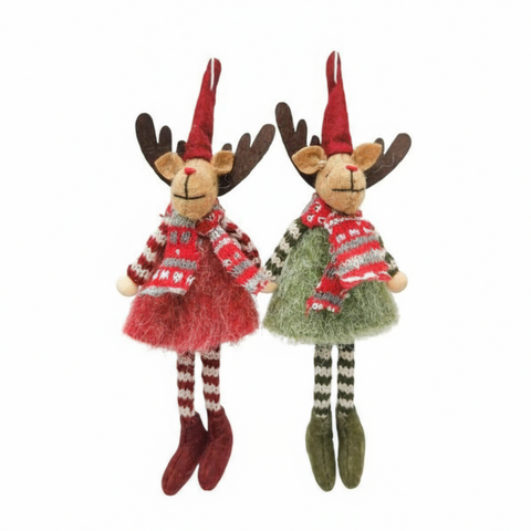 Fluffy Reindeer - Red/Green