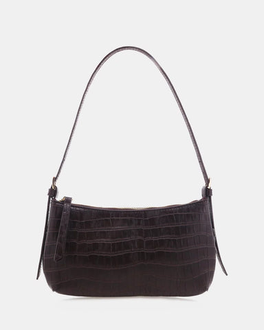 ELIZABETH SHOULDER BAG - CHOCOLATE CROC
