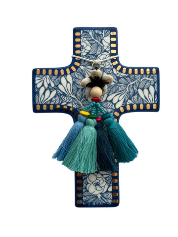Blue Wild Flower Cross