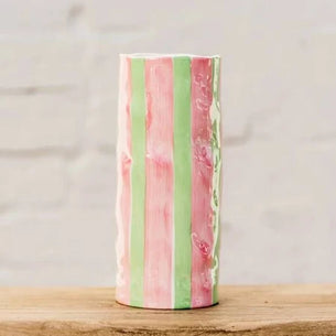 Small Vase - Pink Mint Green Stripe