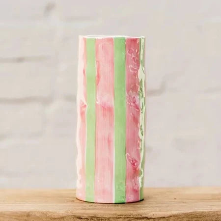 Small Vase - Pink Mint Green Stripe