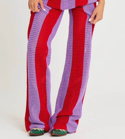 THE KNIT STRIPE BEACH PANTS - PURPLE STRIPE
