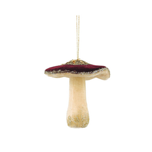 Elegant Glitter Toadstool Decoration - Red
