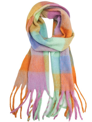 Fluffy Oversized Scarf - Orange/Mauve