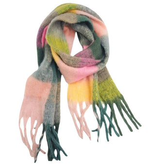 Fluffy Oversized Scarf - Yellow/Green