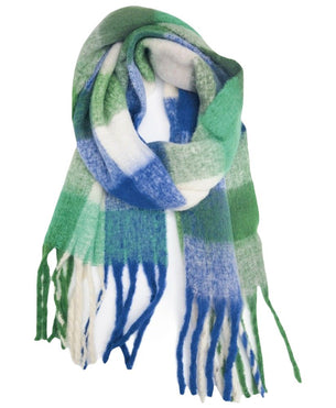Fluffy Oversized Scarf - Blue/Green