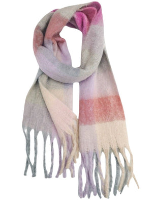 Fluffy Oversized Scarf - Grey/Lilac