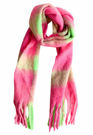 Fluffy Oversized Scarf -  Fluro Pink