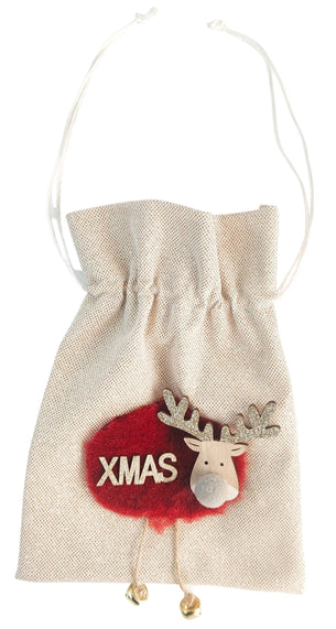 Christmas Reindeer Bag - Beige/Red