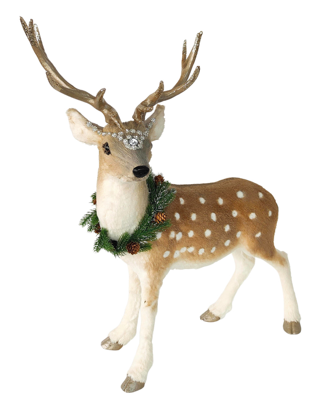 Elegant Standing Reindeer with Wreath