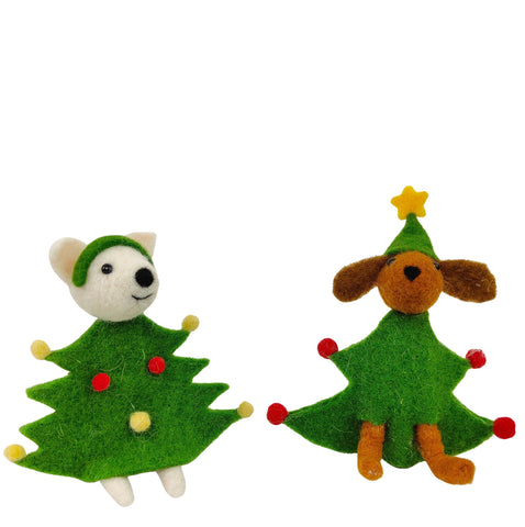 Dogs Dressed as Trees Decoration