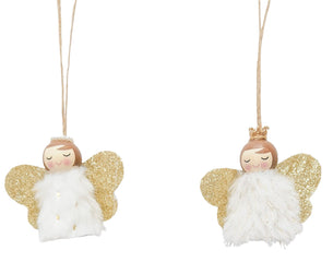 Fluffy Angel Hanging Decorations White/Gold