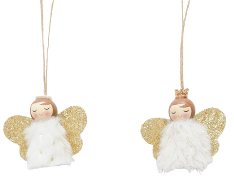Fluffy Angel Hanging Decorations White/Gold
