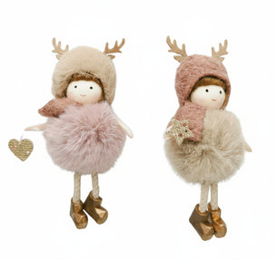 Two decorative dolls with animal hats on a white background
