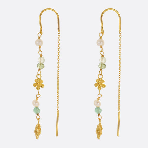 Margot Thread Earring - Green / Gold