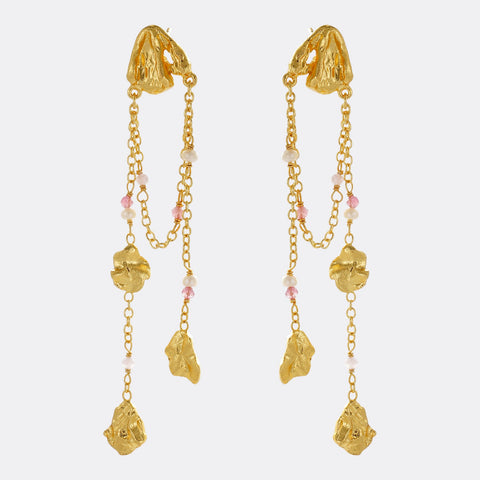 Rosie Drop Earrings - Pink / Gold