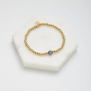 Gold Bead Bracelet - Navy