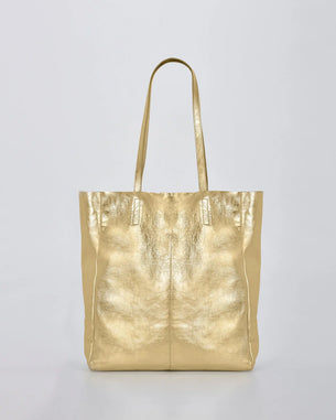 GENUINE LEATHER 
VENUS METALLIC TOTE - GOLD