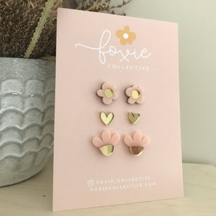 Stud Pack Trio | Pale Pink + Gold