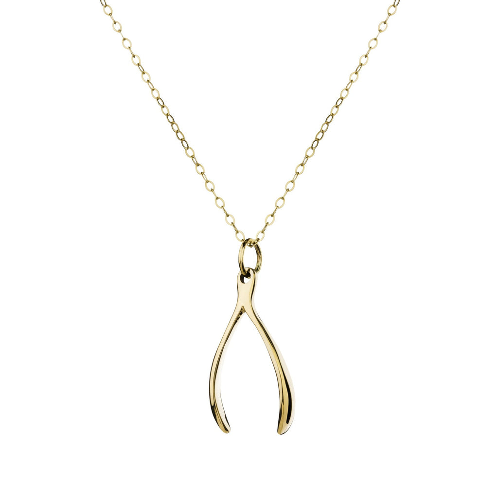 itutu Gold Large Wishbone Charm Necklace
