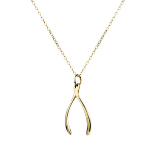 itutu Gold Large Wishbone Charm Necklace
