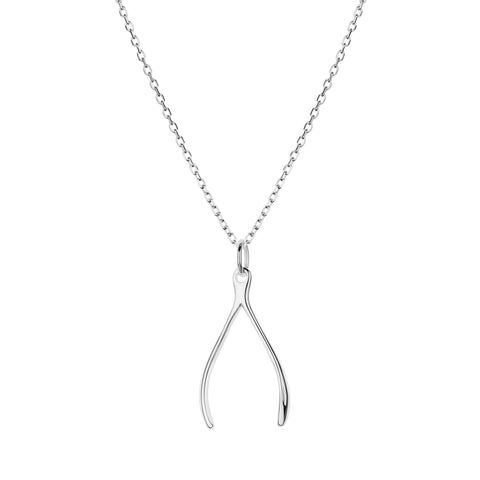 itutu Large Sterling Silver Wishbone Charm Necklace