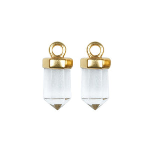 Kyoti Pair of Clear Quartz Earring Charms || Gold