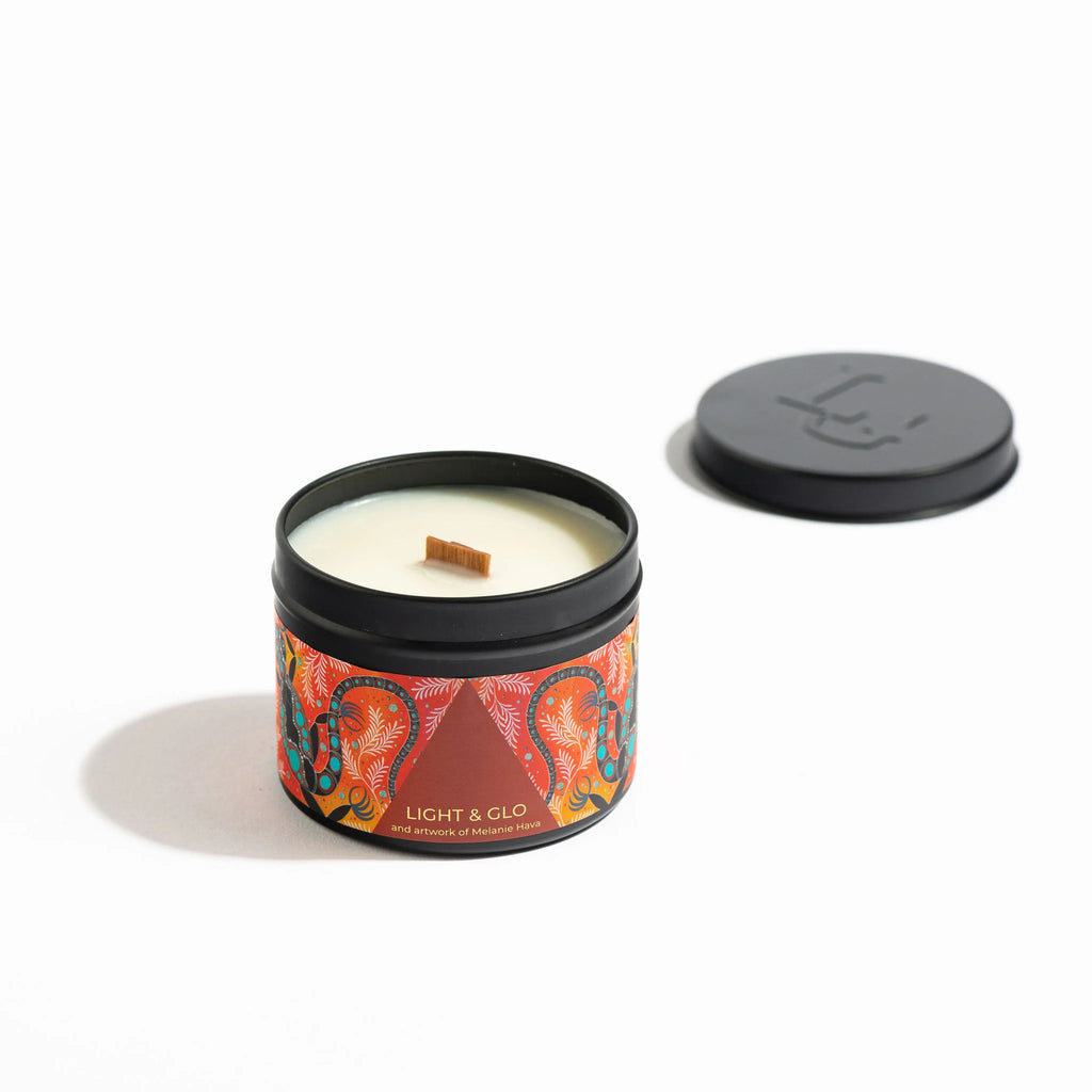 LIGHT & GLO INDIGENOUS SOUL AUSTRALIANA TRAVEL CANDLE - RED EARTH