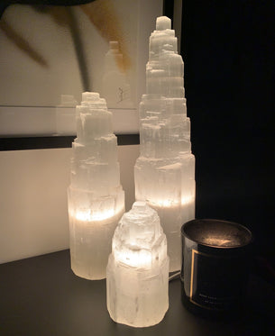 Selenite Crystal Tower Lamp