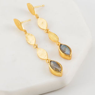 Sage Long Drop Earring - Gold Labradorite