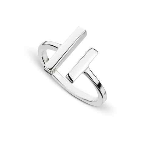 itutu Sterling Silver Adjustable Double Bar Ring