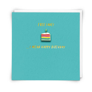 Free Cake Greetings Card with Enamel Pin