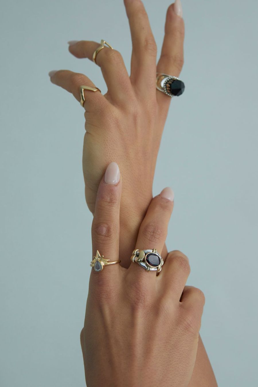 Kyoti Freya Ring || Silver || Brass || Garnet