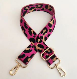 Leopard Bag Strap - Pink/Gold