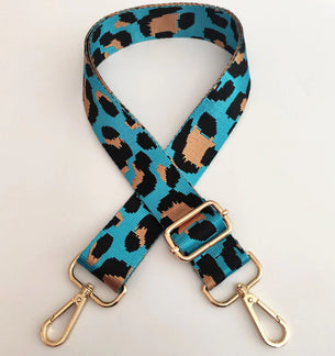 Leopard Bag Strap - Turquoise/Gold