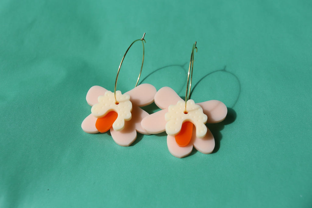 Peach Orchid Earring