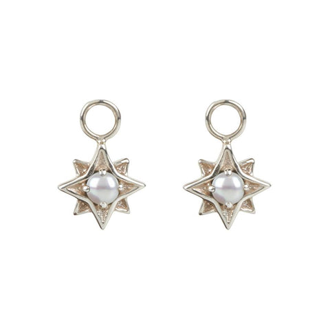 KYOTI PAIR OF NORTH STAR EARRING CHARMS || SILVER PEARL