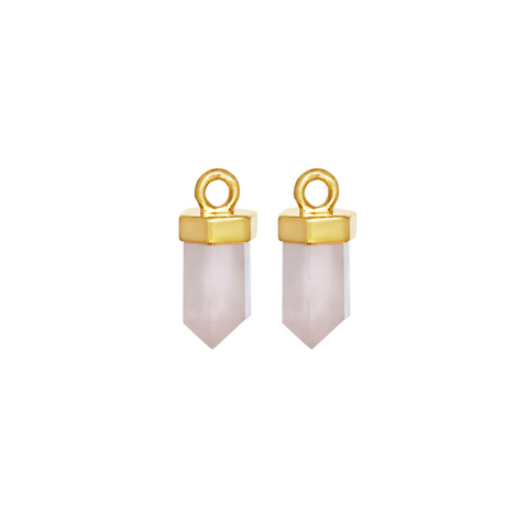 Kyoti Pair of Rose Quartz Earring Charms || Gold