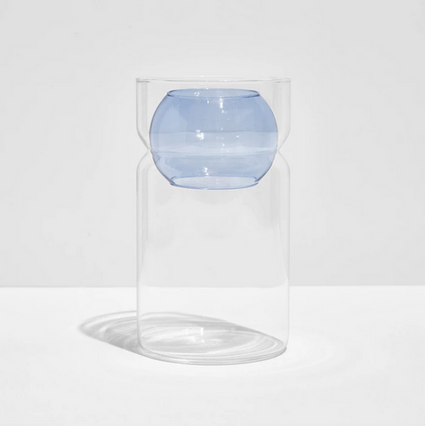 Fazeek Balance Vase - Clear + Blue