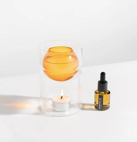 Fazeek Oil Burner + Tea Light Candle - Amber | Clear