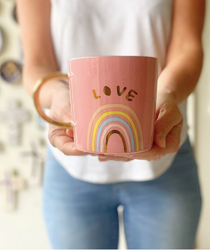 Caral Dinnage Pink Love Rainbow Mug