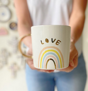 Caral Dinnage White Love Rainbow Mug