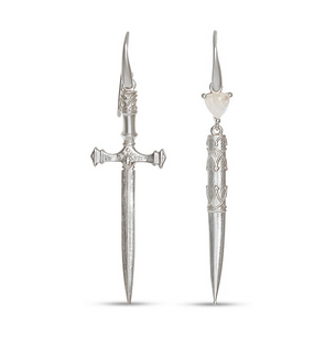 Kyoti Dagger & Case Earrings Rainbow Moonstone Silver