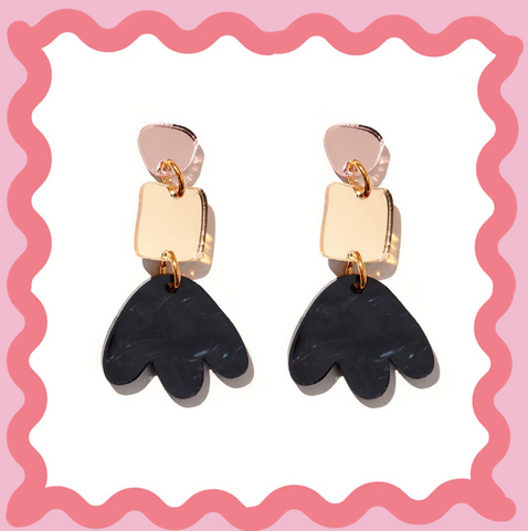 Jenna Earrings - Rose, Gold + Black