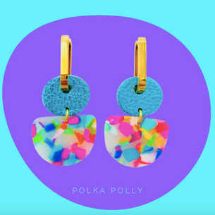 Polka Polly Dainty Hoops Turquoise Rainbow Confetti