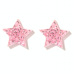 Emeldo Star Studs - Pink Glitter