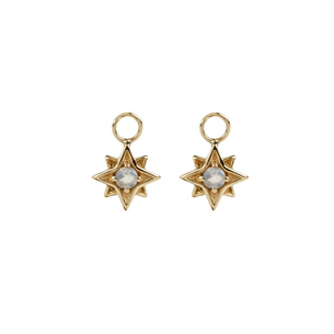 Kyoti Pair of North Star Moonstone Earring Charms || Gold