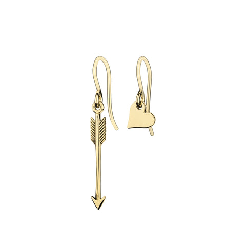 itutu Gold Heart and Arrow Earrings